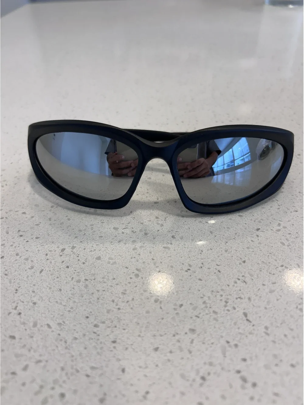 Black Wrap Sunglasses with Mirrored Lenses
